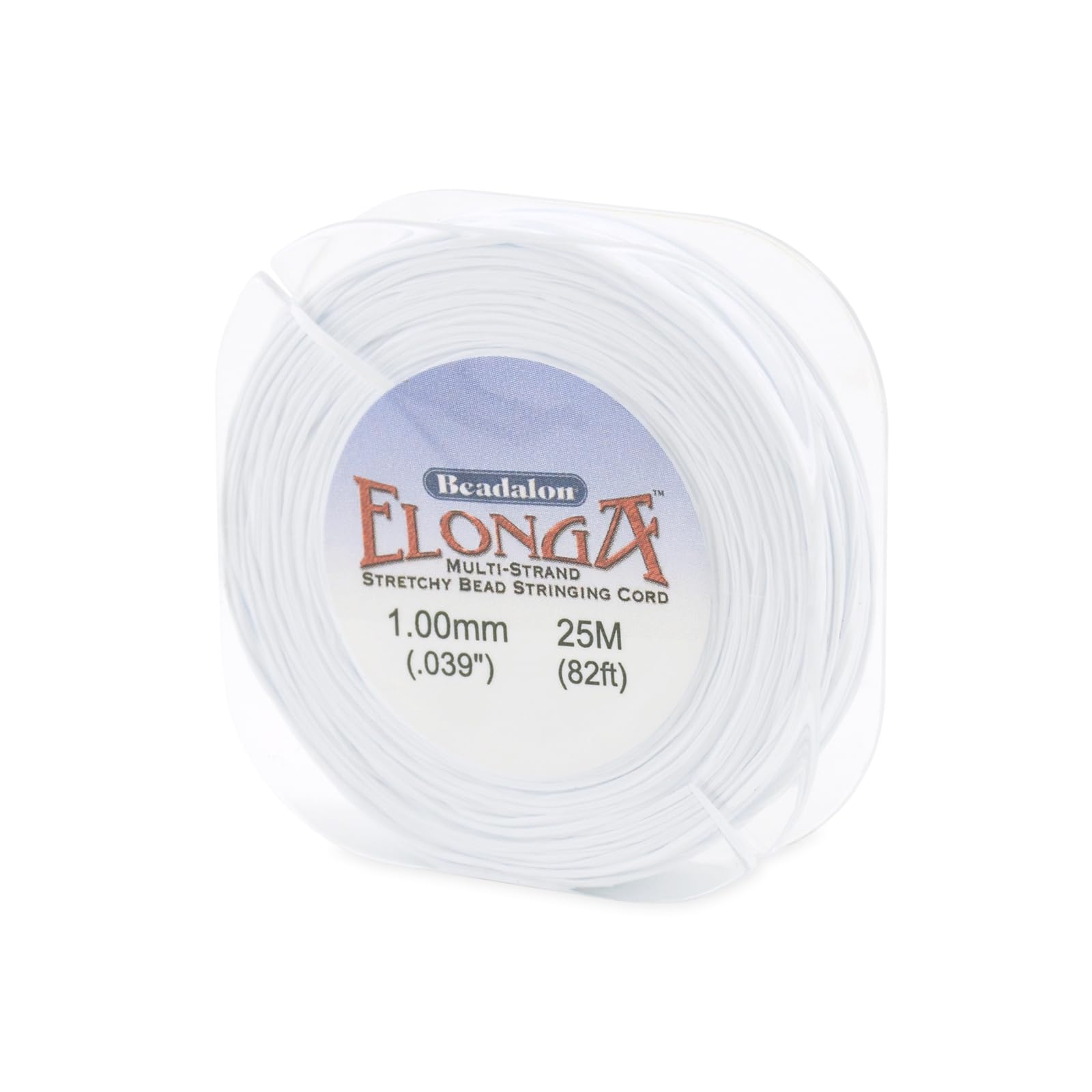Beadalon Elonga Stretch Cord, Polypropylene Nylon, White, 1mm, 25-Meter