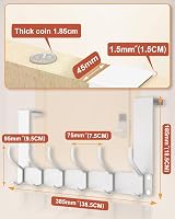 MOXTOYU 12 Hook Over Door Hanger Stainless Steel White Clothes Coat Towel Bag view 4