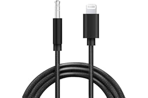 SEULLIYA Aux Cord for iPhone,[Apple MFi Certified] Lightning to 3.5 mm AUX Cable for Car Stereo, Speaker, Headphone, Auxiliary Audio Cable Compatible with iPhone 14 13 12 11 XS XR 3.3FT Nylon Braided-Black