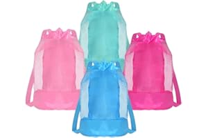 4Pcs Mesh Travel Sand Toys Backpack - Beach Toy Storage Bag for Kids, Sandbox Buckets & Shell Collecting, Durable Beach Vacat