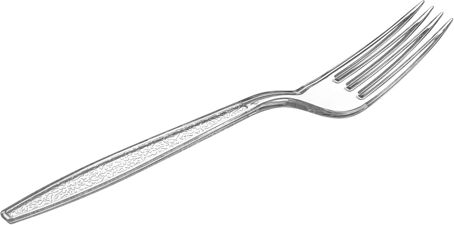 [100 Pack] Heavyweight Disposable Clear Plastic Forks: Kitchen & Dining
