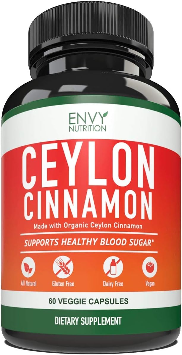 Ceylon Cinnamon Supplements - Healthy Blood Sugar Support - Blood Pressure & Heart Health - Joint Support - True Ceylon - 30-Day Supply - 60 Capsules