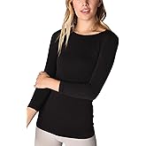 NIKIBIKI Women Seamless 3/4 Sleeve Crew Neck Top, Made in U.S.A, One Size