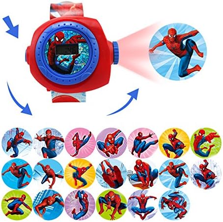 Gouptec Amazing Spider Man Figure Projection Watch Wristwatches Clock Boys