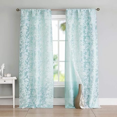 Amazon Com Kensie Heidilee Floral Leaf Sheer Burnout Pole Top