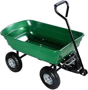 Green Heavy Duty Rolling Garden Dump Cart Utility Dumper Wagon Carrier Wheelbarrow Carrier 10