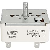 316436001 316021501 Surface Burner Control Switch Fits for Frigidaire | Compatible with Kenmore Stove Range Surface Element Infinite Switch 8 Inch, Replace PS1145040, 1155395, AH1145040, EA1145040