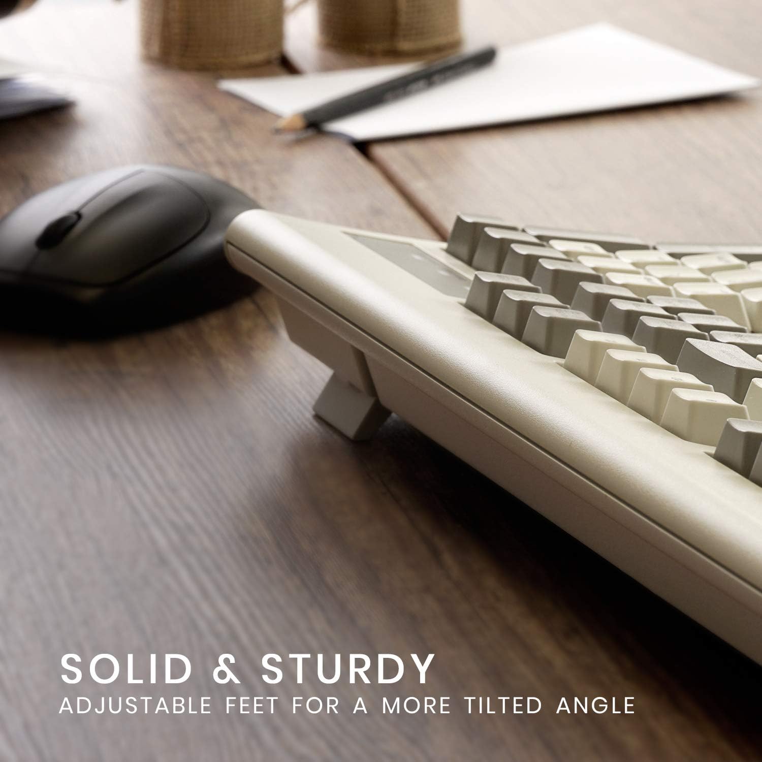 Perixx PERIBOARD-106M, Wired Performance Full-Size USB Keyboard, Curved Ergonomic Keys, Classic Retro Gray/White Color, US English Layout: Computers & Accessories