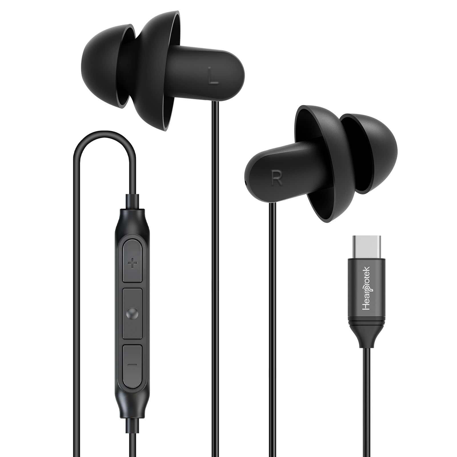 Photo 1 of Hearprotek Sleep Headphones, 1 Pair USB C Wired Earbuds with Soft Silicone Noise Reduction Type C Earbuds with Microphone, Ideal for Sleeping, snoring, Relaxation (Black)