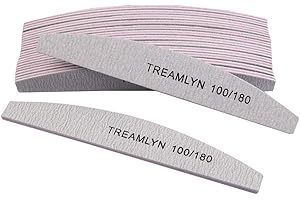 TREAMLYN 10 Pcs Rough Nail File 100/180 Grit, Heavy Duty Nail Files for Acrylic/Natural Nails, Emery Boards for Nails, Strong Finger Nail Filler, Coarse Nail File for Home and Salon Use