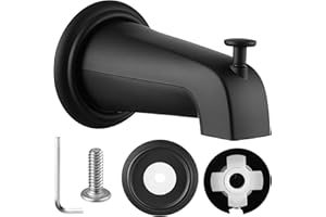 Dreyoo Slip On Diverter Tub Spout with Metal Cover Ring and Foam Gasket, Compatible with Kohler GP85556-CP, Bathroom Bathtub Faucet Set Replacement Fits 1/2'' Copper Water Tube(Matte Black)
