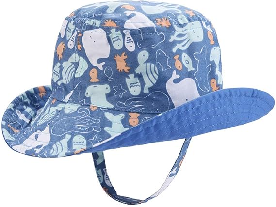 Amazon Co Jp Leafin ベビー 帽子 リバーシブルハット 赤ちゃん ハット つば広い Uvcut 綿クロッシェ チューリップハット マジックテープ止め 子供用 服 ファッション小物