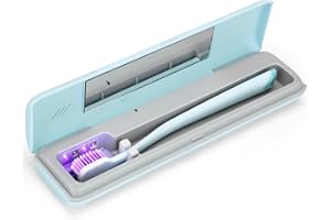 YourMate UVC Toothbrush Case Travel Toothbrush Covers Case for Houshold and Traveling Power by AA Battery or USB-C Blue