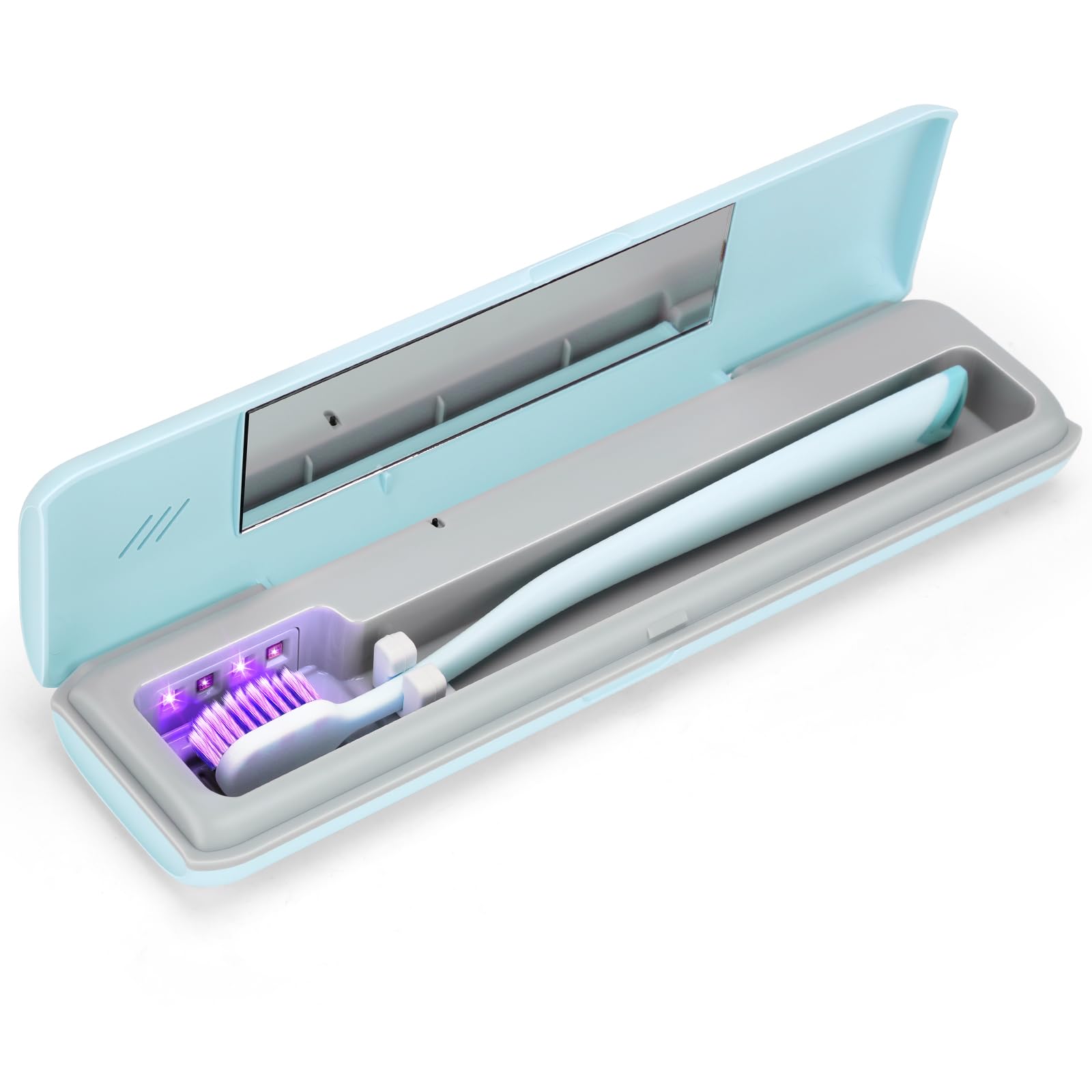 Photo 1 of YourMate UVC Toothbrush Case Travel Toothbrush Covers Case for Houshold and Traveling Power by AA Battery or USB-C Blue