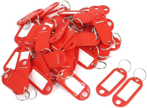 Amazon Myoffice キーホルダー名札 ソフトネームホルダー 荷物のidタグ 飾りされたラベル名 バッジ クリップ ホルダー キーホルダー 50枚入り レッド 名札 ホルダー 文房具 オフィス用品