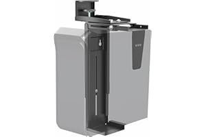 VIVO Adjustable Clamp-On Desk 3.5” to 7.8” Wide Office PC Mount, Computer Case CPU Holder with Swivel Action and Secure Locki