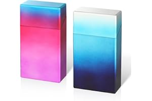 NESCOPE Cigarette case for 100's Can Hold a Small Lighter Suitable for 20 King Size Cigarette case Coin case Pill case Outdoor Weed Accessories for Women Men 2Pack (Blue Silver,Violet Blue, 100mm)