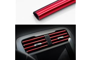 Xiaokeis 20 PCS Car Auto Air Conditioner Vent Outlet Trim Strip, Auto DIY Trim Strips, Trim Strip DIY Decoration U Shape Moulding Trim Strip Line Car Shiny Accessories(Red)