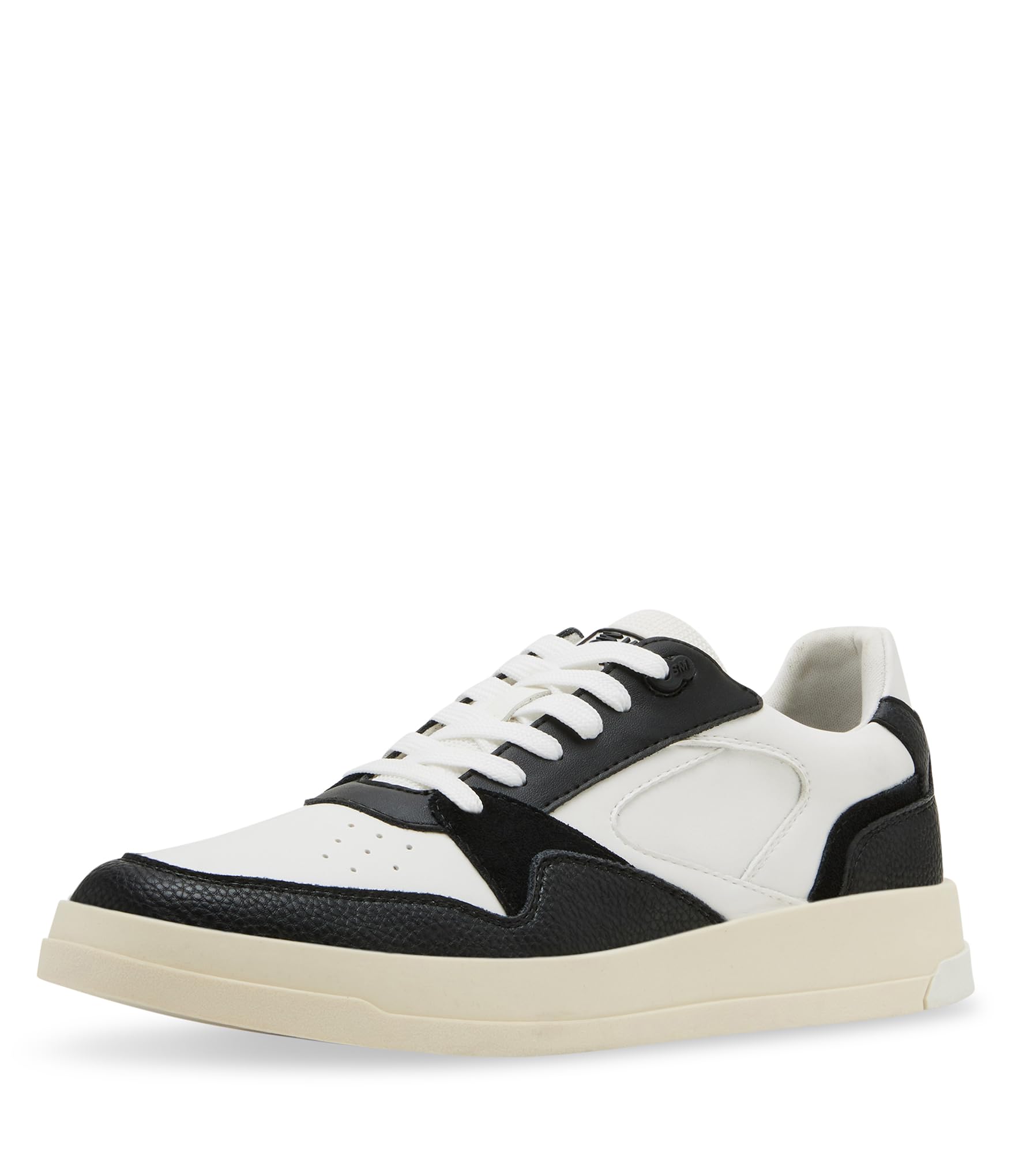 Steve Madden Men’s Dynamo Fashion Sneaker, White/Black, 7