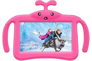 QDDQ Kids Tablet, 7 inch Android 12 Tablet for Kids, 3GB RAM 32GB ROM, Toddler Tablet with Bluetooth, WiFi, Parental Control, Dual Camera, GMS, Shockproof Case, Kids App Pre-Installed (Pink)