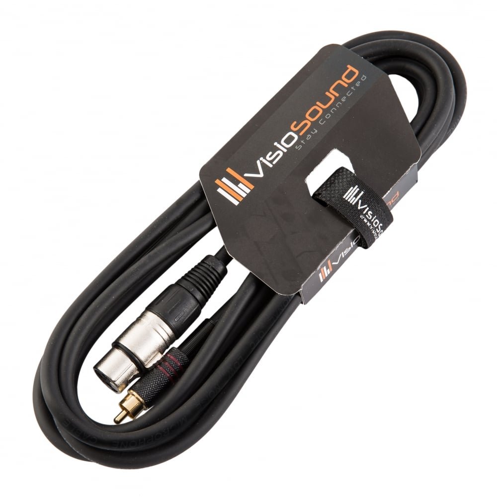 VisioSound Female XLR to Single RCA Gold Phono Plug Audio Lead/Signal/Patch Cable 3m