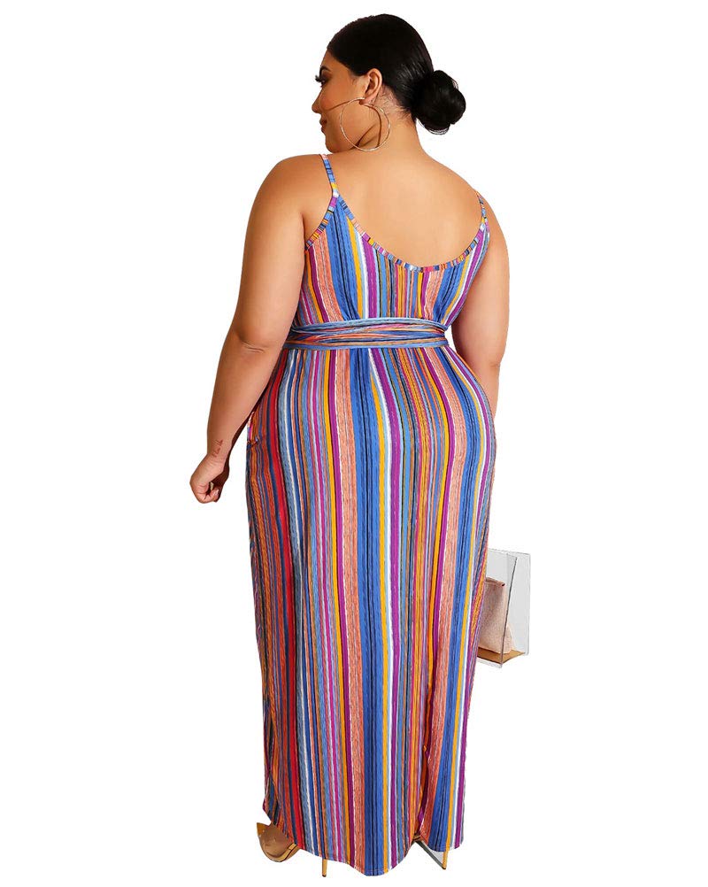 Ophestin Womens Plus Size Maxi Dresses - Spaghetti Straps Causal Summer Dress with Pockets