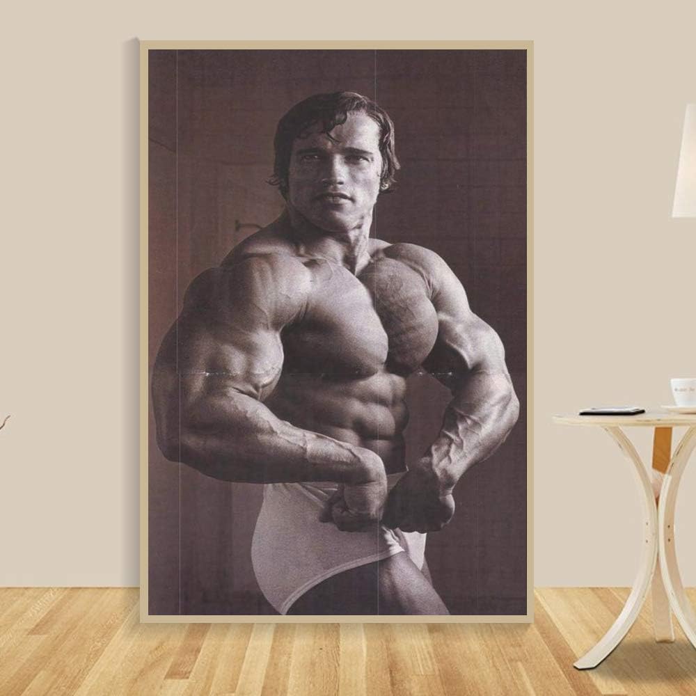 yhyxll Arnold Schwarzenegger Bruce lee Bodybuilding Motivational Kungfu Poster Print Wall Art Picture Canvas Painting for Living Room B 60X80cm