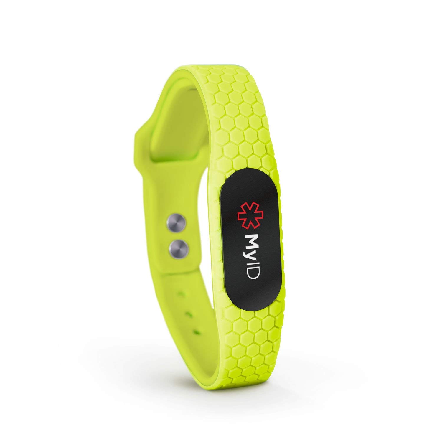 myID Hive Medical ID Bracelet for Diabetes Epilepsy Autism and More - Black Pod (S/M, Neon Green)