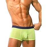 PAIZH Mens Sexy See Through Underwear Ice Silk Boxer Briefs Ultra Thin Trunks Soft Bulge Pouch Sheer Boxer Shorts