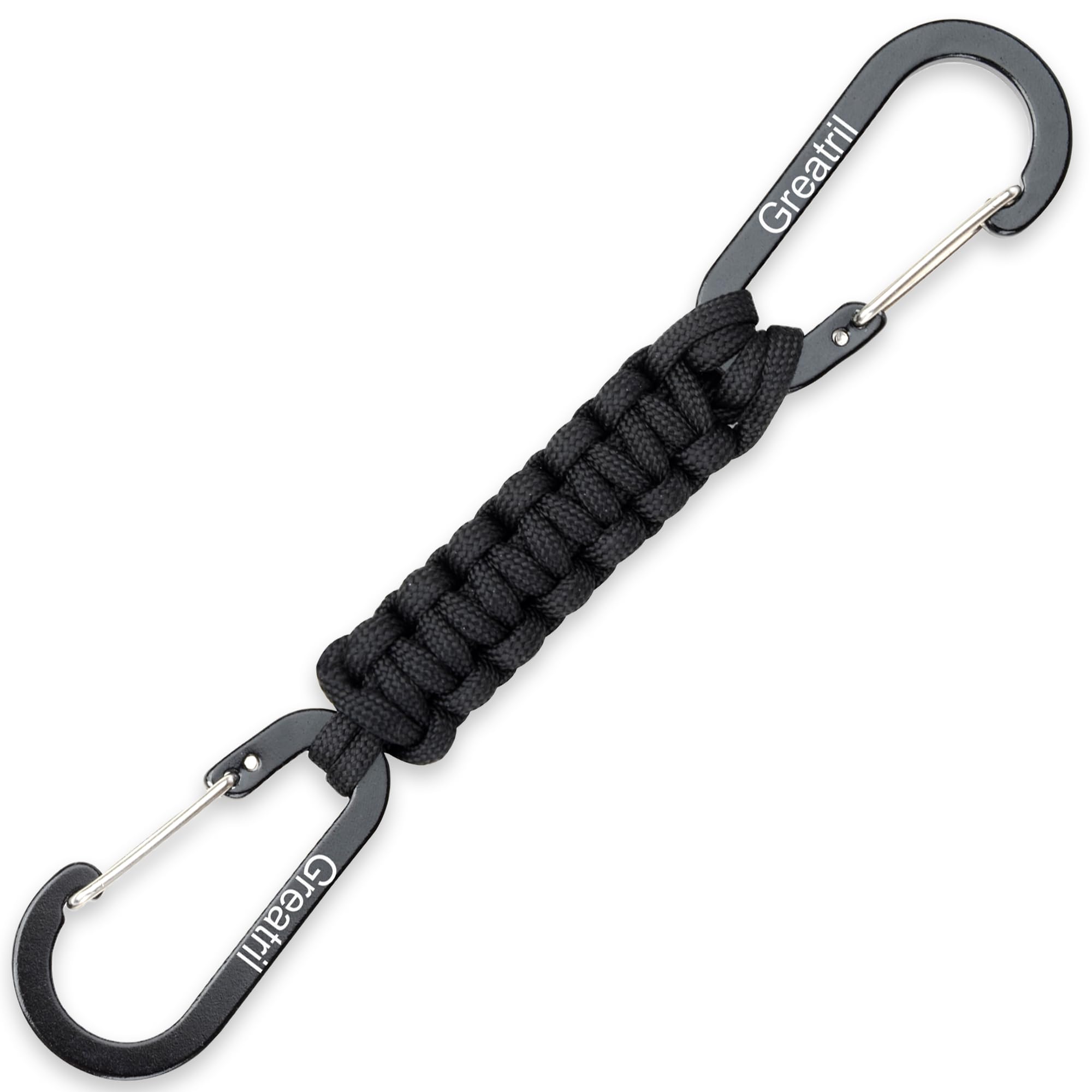Keychain Keyring with Carabiner - GREATRIL Paracord Key Chain Hanger Carabiners Clips for Outdoor Boys/Girls/Men/Women (1 Double Carabiner)