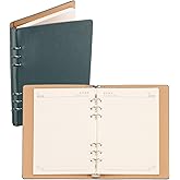 PATIKIL 6 Ring Binder Cover, A5 Leather Notebook Binder Mini Refillable Loose Leaf Personal Planner with 80 Sheets Paper, Green