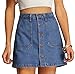 SheIn Women's Button Front Denim A-Line Short Skirt