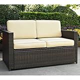Crosley CO7106-BR Palm Harbor Outdoor Wicker Loveseat, Brown
