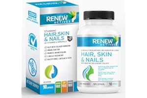 Renew Actives Hair Skin Lash Nail Supplement | 22 Potent Vitamins for Radiant Skin, Strong Nails, Longer Hair Growth | Formula for Enhanced Beauty - 90 Capsules