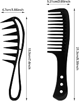 Sularpek Pack of 2 Hair Combs Wide Tooth & Large Tooth Black view 2