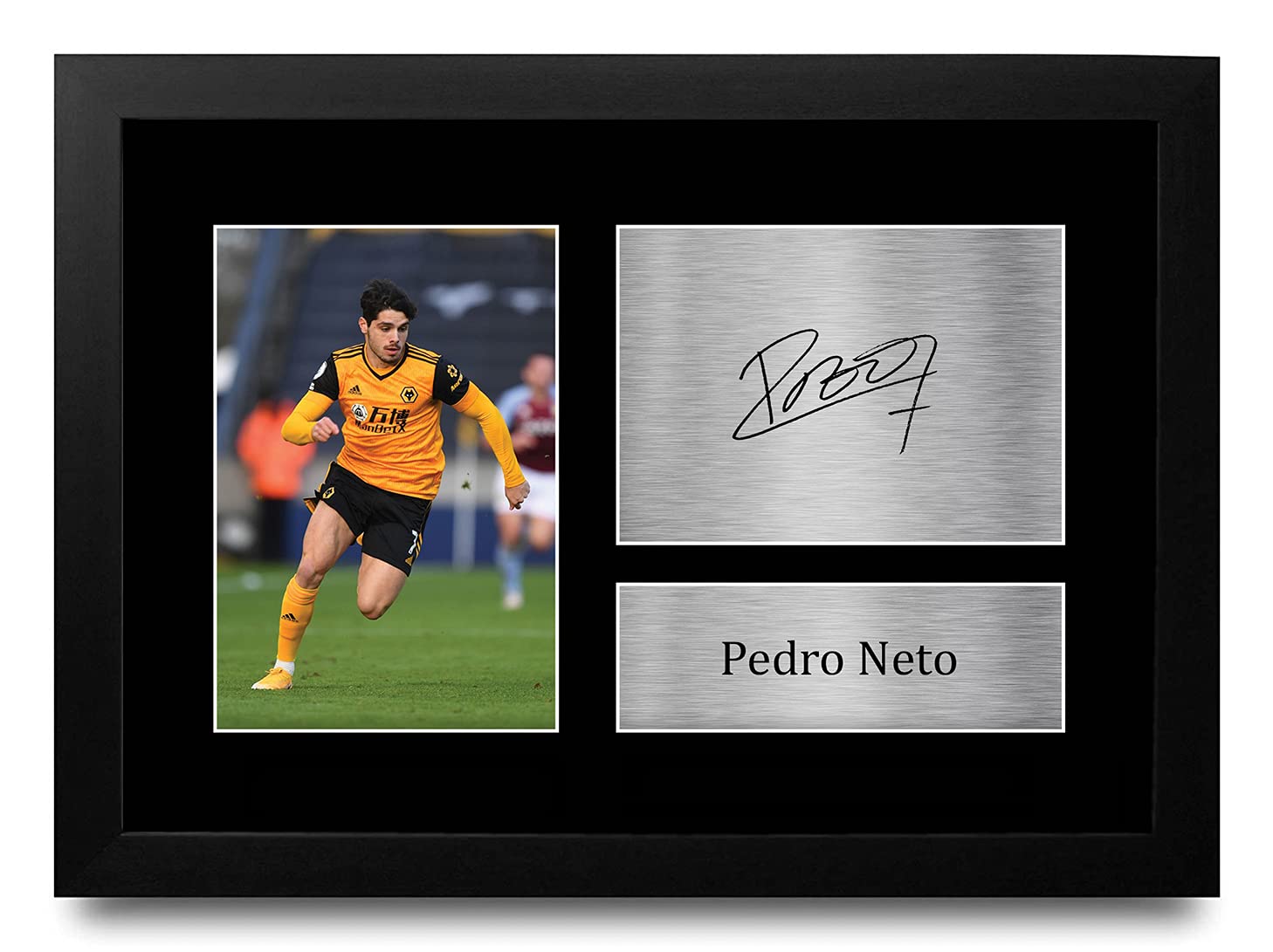 HWC Trading FR A4 Pedro Neto Wolves Gifts Printed Signed Autograph Picture for Football Fans and Supporters - A4 Framed