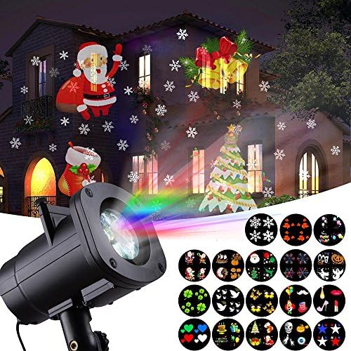 Christmas Light, GUGUNIAO LED Projector Light with 18 Switchable Patterns Waterproof Spotlight Night Light for Christmas, Indoor and Outdoor,Party, Birthday, Holiday, Landscape, Decoration.