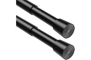 BSYXLSX 2Pcs Tension Curtain Rod,Adjustable 27-39 inches, Extendable Curtain Rod, No Drill Curtain Rod for Small Windows, Clo