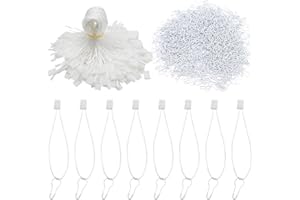 Hocansen 1000Pcs Hang Tag Fastener and 1000Pcs Safety Pins White Hanging Tag Nylon String Snap Lock Metal Ground Pins for Clothing Tags and Labels (White/BZ-GS)