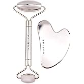 NURINA Pure Stainless Steel Ice Roller Face Roller & Gua Sha Set Double-Sided Facial Tools Face Massager Skin Care Set Gua Sha for Face Neck Body Anti-Wrinkle Facial Massage Kit