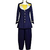 Nsoking Halloween Mens Costume Suit Halloween Cosplay Blue Cloak Tshirt Pants Uniform