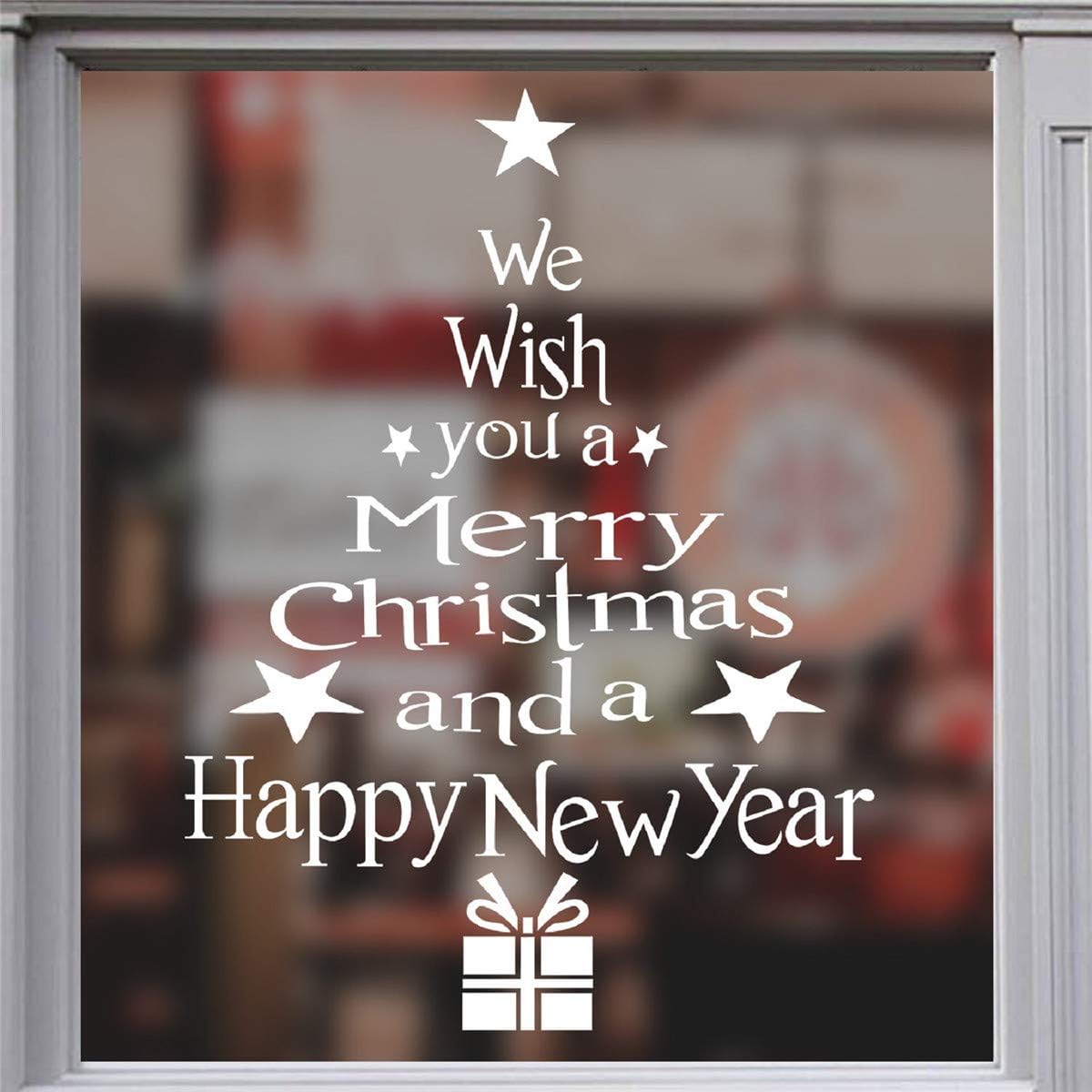 Tuopuda Christmas Sticker for Window Christmas Tree Letters Stick Wall Art Decal Mural Wall Sticker(White) - Image 5