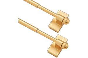 CGBAIEE Multi functional hanging pole，Magnetic Curtain Rods for Metal Doors，No tools required,Multi-Use Adjustable Appliance for Windows Iron Steel Places，09-16 Inch，2 Pack,Gold