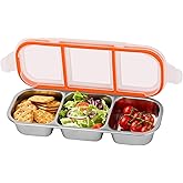 Stainless Steel Snack Container with Lid, Dishwasher Safe Snackle Box Metal Divided Snack Pack Containers for Adults Kids School Gym Travel