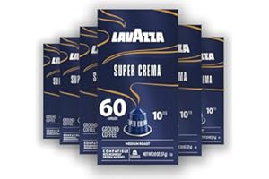Lavazza Super Crema Aluminum Capsules Compatible with Nespresso* Original Machines, Medium Roast, Arabica and Robusta Blend (60 Capsules)