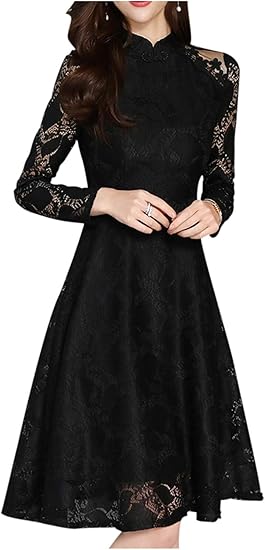 Amazon ネコート 総レース チャイナドレス ワンピース ドレス 膝丈 フォーマル パーティ 卒業式 結婚式 二次会 春 レディース イブニングドレス 通販