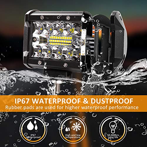 Zmoon 4Inch LED Pod Light Bars 120w 12000lm Off Road Driving Fog Lights Waterproof Spot Flood Combo Beam LED Cubes Lights for Truck Boat Jeep Pickup ATV UTV SUV, 2 Pack - Thumbnail 5