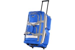 Olympia U.S.A. 33 inch Jumbo Size 8 Pockets Wheeled Rolling Duffel Bag Water Resistant Luggage Lightweight Travel Suitcase with Retractable Handle