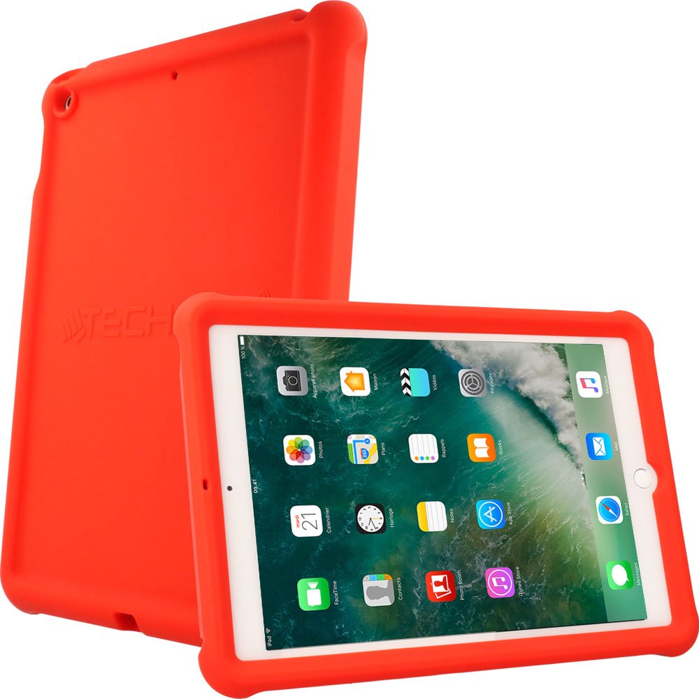 TECHGEAR Bumper Case fits iPad 9.7" 6th Generation 2018 / 5th Generation 2017, Rugged Shock Proof Soft Silicone Protective Easy Grip Case + Screen Film - Kids & School Friendly Case