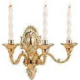 3-Candle Wall Sconces,Victorian Metal Wall Mounted Candlestick,Gold Crown Candle Holders for Tapered Candle,Gothic Antique Ca